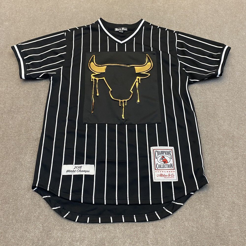 Chicago Bulls Jersey Shirt Adult Large Bare Fox King Champions Collection Black